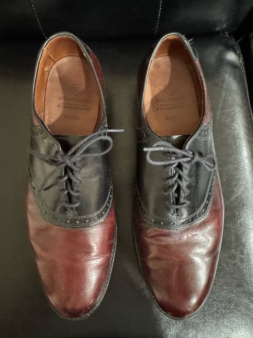 Allen Edmonds Shelton, Classic Two-Tone Men's Oxford Dress Shoes, Size 11.5.